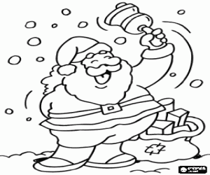 Santa Claus with a small bell coloring page