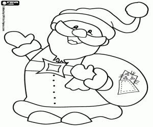 Santa Claus smiling and funny coloring page