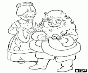 Santa Claus and his wife coloring page