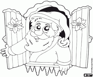 Santa Claus in the window coloring page
