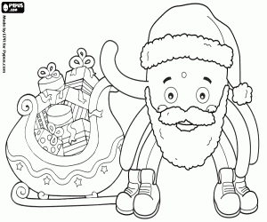 Santa Pypus and the Christmas sleigh coloring page