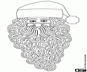 Santa's head with glasses and beard coloring page