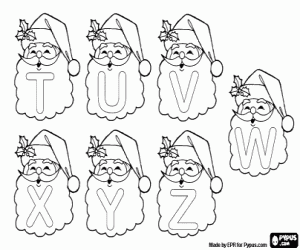 Santa's letters from T to Z coloring page