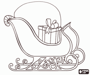 Santa sleigh for Christmas Eve coloring page