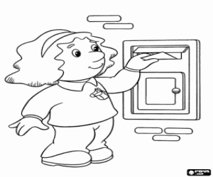 Sarah sending a letter coloring page