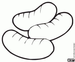 Sausages to the grill coloring page