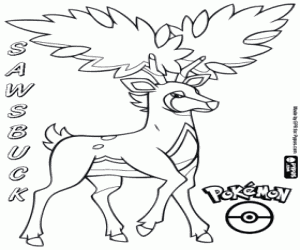 Sawsbuck in summer, Pokemon coloring page