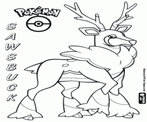 Sawsbuck in winter, Pokemon coloring page