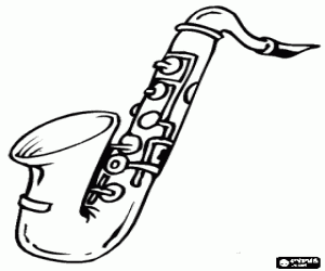 A saxophone, wind instrument coloring page
