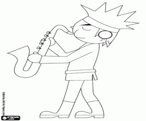 The saxophonist in action coloring page