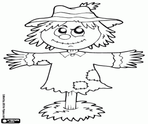The scarecrow of the farm coloring page