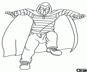 A scary Halloween costume coloring page