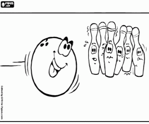 Scene of the bowling game coloring page