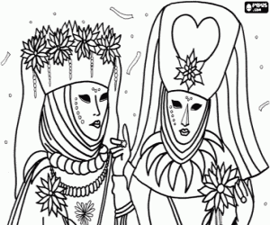 Scene of the Carnival of Venice coloring page