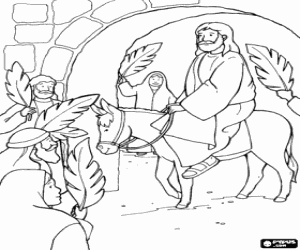 Scene of the Palm Sunday coloring page