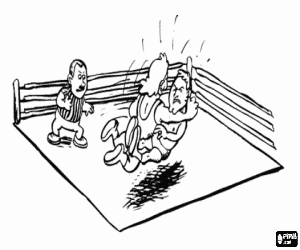 Scene of a wrestling combat coloring page