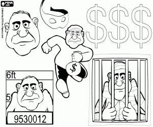 Scenes of thief's life coloring page