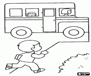School bus and a child coloring page