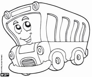 A school bus on the road coloring page