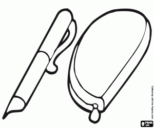 School case and fountain pen coloring page