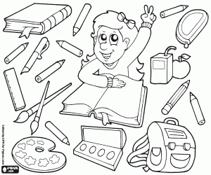School material and the student coloring page