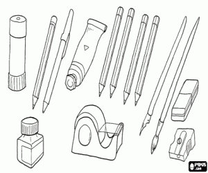 School supplies coloring page