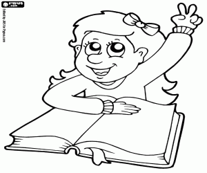 The schoolgirl knows the answer coloring page