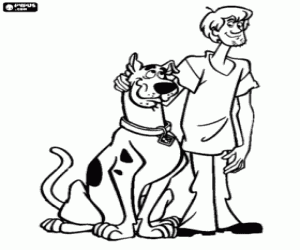 Scooby-Doo and Shaggy, two friends coloring page