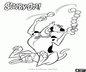 Scooby Doo the dog and the ice cream coloring page