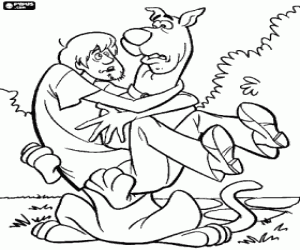 Scooby Doo with Shaggy scared coloring page