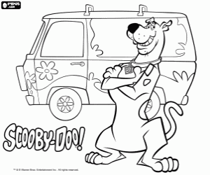 Scooby Doo with the VW van coloring page