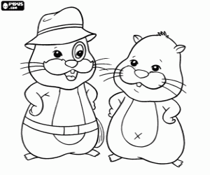 Scoodles and hamster, Zhu Zhu Pets coloring page