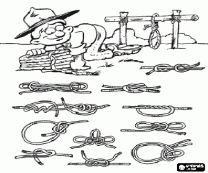 A scout and the knots coloring page