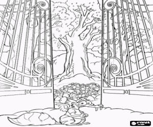 Scrat and the acorns coloring page