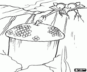 Scrat and an enormous acorn coloring page