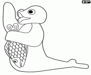 The seal Robby with a fish coloring page