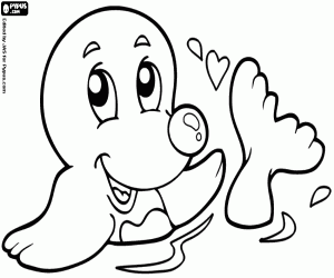 A seal in the water coloring page