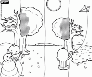 The seasons of the year and Pypus coloring page