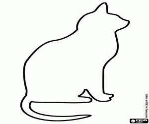 Seated patient cat, silhouette coloring page