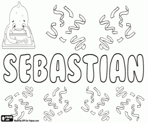 Sebastian, male name coloring page