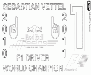 Sebastian Vettel, champion 2011 F1 coloring page