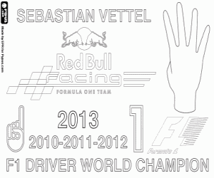 Sebastian Vettel, champion F1 2013 coloring page