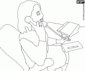 Secretary picking up the phone coloring page