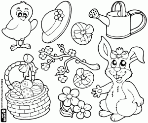 Secular Easter traditions items coloring page