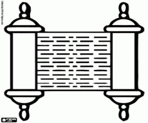 Sefer Torah, a scroll of the Torah coloring page