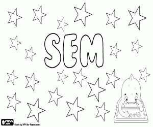 Sem, name in many languages coloring page
