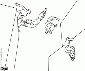 Sequence of a jump in parkour coloring page