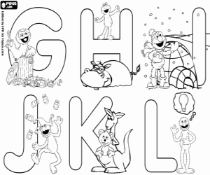 Sesame Street alphabet from G to L coloring page