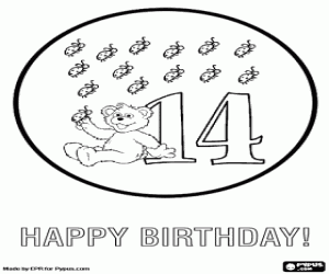 Sesame Street and fourteen birthday coloring page