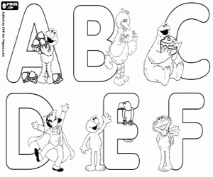 Sesame Street letters from A to F coloring page